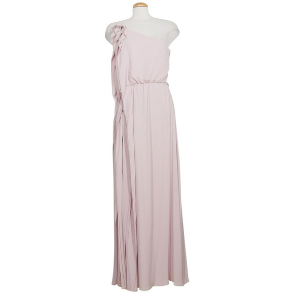Purple Joyce Georgette One Shoulder Ruffle Gown M